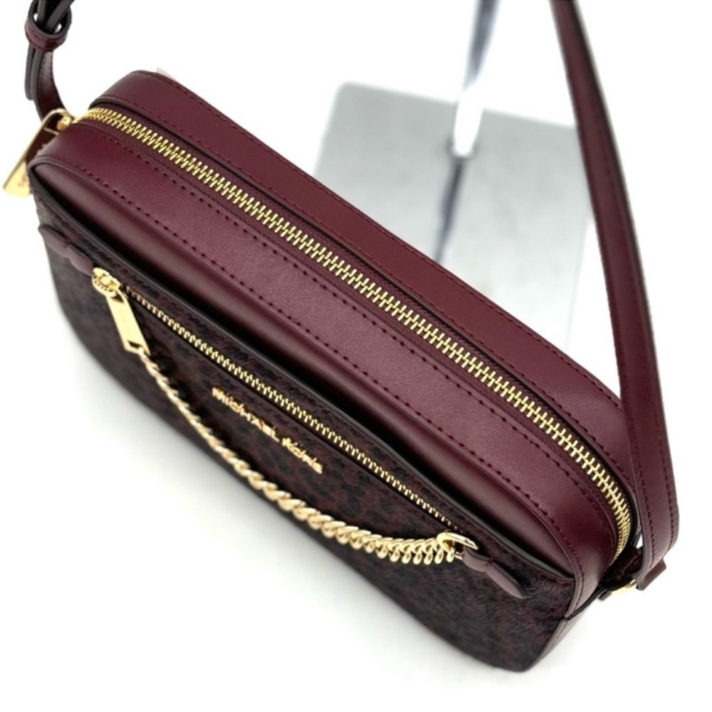 Michael Kors Large Jet Set Item EW Chain Xbody Crossbody Bag Ox Blood Multi - Picture 7 of 12